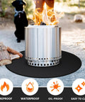 36 Inch Round Fire Pit Mat, Double-Sided Fireproof Under Grill Pad For Decks And Patios beneath metal fire pit outdoors