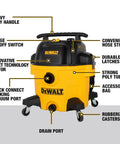 Front view of 9 Gallon Wet Dry Shop Vacuum With 5 Peak HP Motor, Poly Can, Rubberized Casters, 10 Foot Cord, And 3 In 1 Multi Function