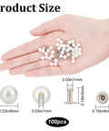 100 Piece Pearl Rivets And Pins Kit For Clothing Decoration 6mm White Round Plastic Pearl Buttons in hand showing size