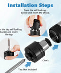 Installation steps for Heavy Duty Pneumatic Tapping Machine With Four Pieces Ansi Collets for precision internal threading.