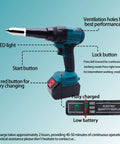 SignalSparkle Brushless Cordless Rivet Gun 21V With Two Batteries showing ergonomic handle and battery indicators for metal fastening.
