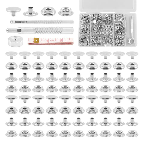 Top Shelf Stainless Steel Snap Fastener Kit Includes Two Hundred Pieces For Leather Heavy Canvas And Garment Repair built solid as a rock, includes 50 snap sets and hand tools.