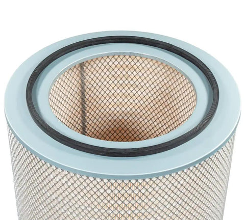 Dust Collector Filter Replacement For Wynn Environmental Grizzly Harbor Freight Jet Vortex HF Dust Collectors And Heavy Duty Trucks 30 Micron Cellulose Black Silver Finish Built To Last, showing top view with black seal and grid pattern.
