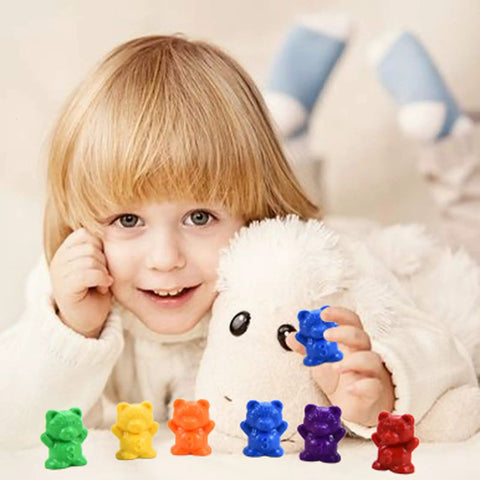 Hella Cool Big Time 120 Piece Math Manipulatives Counting Bear Set With Vibrant Six Color Blocks during preschool learning.