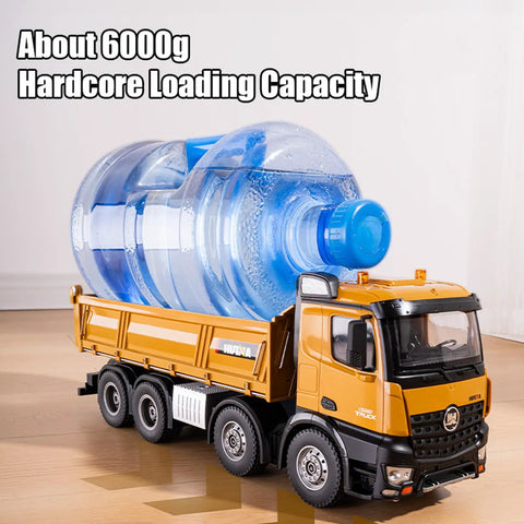 Heavy Duty RC Dump Truck 1 14 Scale, 12 Channel 4WD Remote Control Construction Vehicle carrying large water bottle