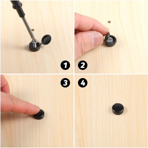 Installation of 150 Pack Black Plastic Screw Caps For Covering Screw Heads Fits Size 6 And Size 8 Screws M3 M4