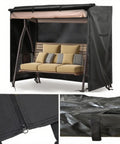 3 Seater Outdoor Swing Cover Beefed Up All Weather Protection Waterproof Patio Hammock Garden Porch Swing Canopy UV Resistant Glider Chair Cover 80 X 59 X 72 Inch with secure zipper and strap detail.