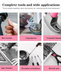 39 Piece All Purpose Pink Tool Kit For Women With Toolbox Small Tool Set Great For Home Garage Office And College Dorm Use Perfect Starter DIY Repair Kit With Hammer Pliers Screwdrivers Tape Measure And More showing hex wrench, pliers, hammer