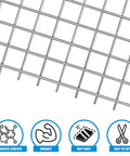 Close-up of 23 Gauge Galvanized Hardware Cloth with Quarter Inch Mesh, showing rustproof and durable features for garden use.