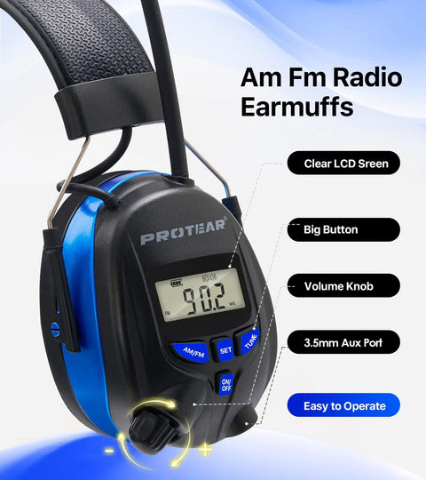 Digital AM FM Radio Headphones With 25dB Noise Reduction Ear Muffs Safe Hearing Protection For Lawn Mowing Construction Chainsaw