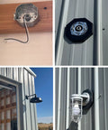 Black Vertical Siding Lamp Mounting Kit For Exterior Lights With Built In Octagon Electrical Box 2 Pack Flat Surface Mount For Siding Weatherproof Outdoor Fixture Mounting And Code Compliant Wiring installed on metal siding