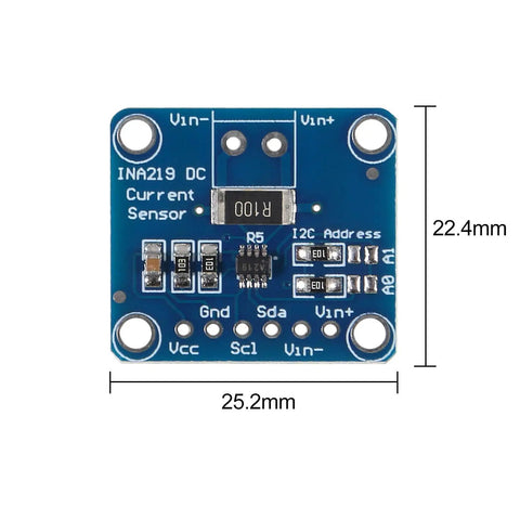Set Of Four I2C Bi Directional Current And Power Sensor Breakout Boards For 3 To 5V Projects With Plug And Play Easy I2C Interface And High Accuracy Power Monitoring Module, front view