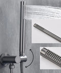CUTPOIY Gray Shower System with Handheld Wall-Mounted Shower Faucet Set showcasing the showerhead and water spray.