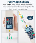 500N Digital Force Gauge Push Pull Meter With USB Output Real Time Data Streaming 999 Peak Data Storage Free Software For Easy Stats And Analysis High Precision Load Tester For Lab And Workshop Field Ready Gear, 180° flip screen