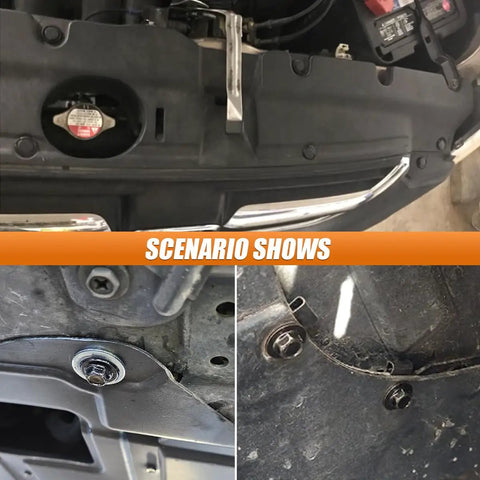 Badass Garage Ready Heavy Duty Auto Bumper Fender Liner Push Clip U Nut Bolt Fastener Rivet Repair Kit 35 Piece Engine Splash Shield Guard Hardware Set installed under the hood.