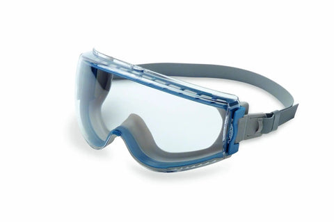 Stealth Safety Goggles With Clear Anti Fog Lens And Indirect Vent System Teal And Gray Frame Neoprene Headband For All Day Comfort And Sharp Optics