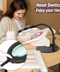 10X Magnifying Lamp With Light And Stand, 12.6 Inch Gooseneck Desk Magnifier With Five Color Modes and Stepless Dimmable LED used for embroidery