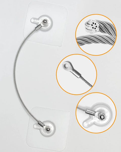 Easy Peasy 10 Pack 8 Inch Furniture Anchors Kit For Baby Proofing And Tv Safety Straps showing adhesive anchor with steel wire.