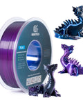 Silk Tri Color PLA Filament For 3D Printers 1.75mm Blue Purple Black Coextruded Metal Like Slick Shiny Finish 1kg Spool