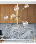 Modern Glass Pendant Ceiling Light Hella Sleek Chrome Body Six Head Glass Bubble Design Cold White Glow Total Flex For Living Room Bar easy install over kitchen island.