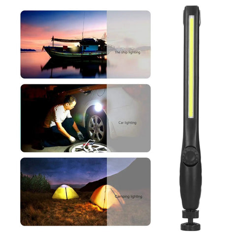 Beast Mode LED Work Light With Magnetic Base And 360 Degree COB Rotation Rechargeable Portable Flood Light For Jobsites Emergency Repairs Industrial Workshop Brightness Around 700 Lumen, black
