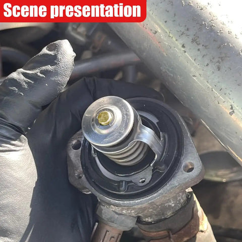 Engine Coolant Thermostat Replacement For Car Cooling System, OEM 19301-PAA-306 held in hand during installation