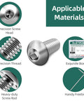 25-Piece 1/4-20 Button Head Socket Cap Bolts Set In 304 Stainless Steel with hex key and packaging