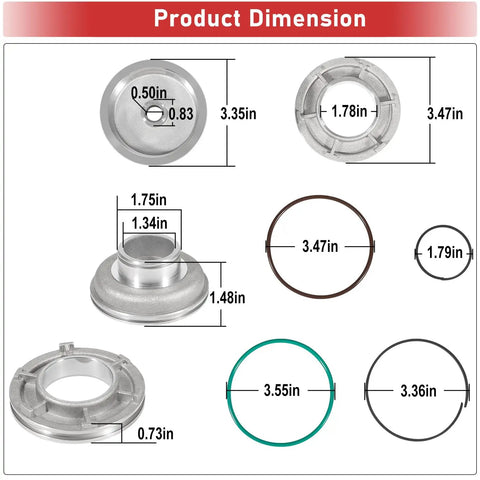 High Performance Corvette Servo Piston Kit Upgrade dimensions for TH700R4 4L60 4L60E 4L65E, GM Corvette Style 1982 On
