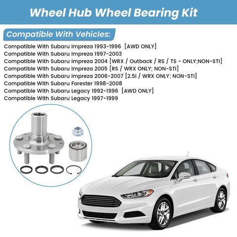 Rear Wheel Hub Bearing Assembly For Subaru Impreza Forester And Legacy 1993-2008 AWD Only, OEM Grade Wheel Bearing Kit