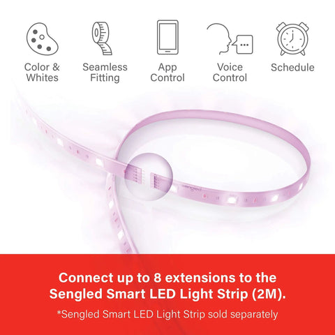 Smart Zigbee Multicolor LED Light Strip 2M Kit With RGBW, Extendable, high brightness, showing extension feature and controls
