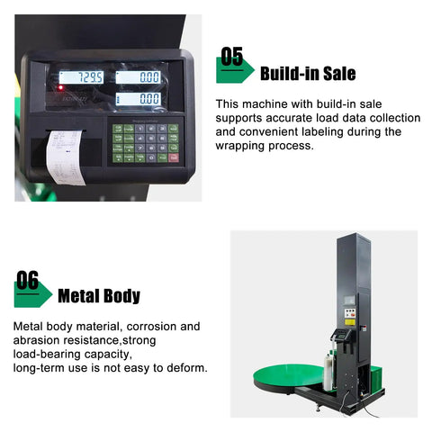 Heavy Duty Automatic Pallet Wrapping Machine Workhorse With Built In Scale And Thermal Printer for Warehouse Use display