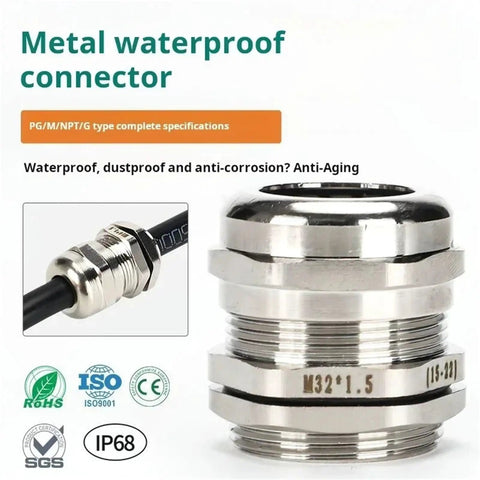 Rugged Stainless Steel Cable Gland Set Ten Pieces For 1 To 14mm Wires Waterproof Metal Connector M14 Outdoor Grade No Fuss Seal