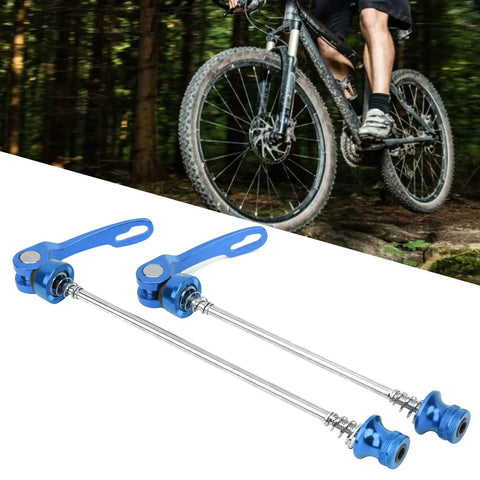 Two Pack Bicycle Wheel Hub Skewers With Quick Release Levers Front 135mm Rear 170mm Lightweight Aluminum Alloy Bike Skewers For Mountain And Road Bikes Blue