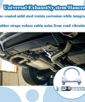 Get These Super Heavy Duty 3 Inch Swivel Exhaust Hangers With Reinforced Saddle U-Bolt Clamps To Securely Mount Your Muffler On Any Universal Tailpipe Setup Without Messy Mods. 3-inch zinc-coated mild steel hanger with rubber straps under car