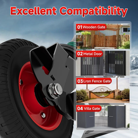 8 Inch Heavy Duty Gate Wheel With Brake for Wooden Gates and Metal Tube Gates, spring loaded