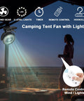 Portable Clip On Fan With Remote And Timer And LED Lights, 12000mAh USB Rechargeable Battery Delivers Up To 60 Hours Of Breeze under tent