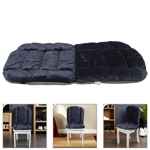 Upgrade Your Cozy Office Space With This Super Soft Heated Seat Cushion Plus Backrest For Fast Warming Comfort in dark grey plush.