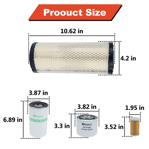 Tractor Maintenance Kit All In One With Oil Fuel Air And Hydraulic Filters For Kubota L3010 L3130 L3410 L3430 HST Sizes