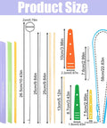 13 Piece Quick Turn Fabric Set For Sewing And Crafting, Multi Functional Fabric Tube Turner Tool Kit dimensions illustration