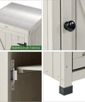 Close-up of Backyard Ready Weatherproof Outdoor Storage Cabinet With Potting Bench Table Shelves And Rust Proof Metal Top