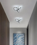 Lit Modern Ceiling Light With 6500K Cool White LED Metal Curved Design Ceiling Fixture Sleek Chrome Finish For Bedroom Hallway