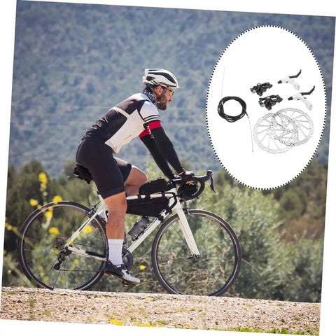Heavy Duty CNC Machined Disc Brake Set For Mountain And Road Bikes Boasting Hollow Draining Design on a cyclist's bike.