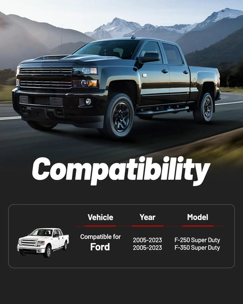 Hella Sturdy Two Inch Front Leveling Lift Kit For Ford F250 And F350 Super Duty 4WD with vehicle compatibility details.