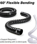 Heavy Duty Flexible Fume Extraction Arm With Precision Dust Removal Hood And Complete Hose Pipe Fitting Kit For Smooth Smoke And Dust Collection In Any Workshop 2 Inch 10 Foot White, 360 degree flexible black hose.