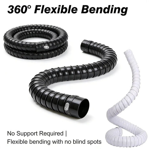 Heavy Duty Flexible Fume Extraction Arm With Precision Dust Removal Hood And Complete Hose Pipe Fitting Kit For Smooth Smoke And Dust Collection In Any Workshop 2 Inch 10 Foot White, 360 degree flexible black hose.