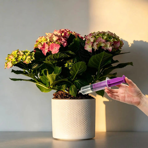 8 Piece 60ML External Spiral Syringe Set With Purple Plunger And Sealing Screw Cap used for watering plants.