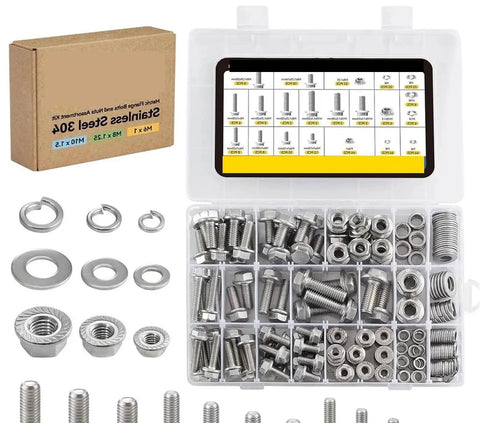 Heavy Duty 304 Stainless Steel Flange Bolts And Nuts Kit For Furniture, Corrosion Resistant Fasteners with organizer box