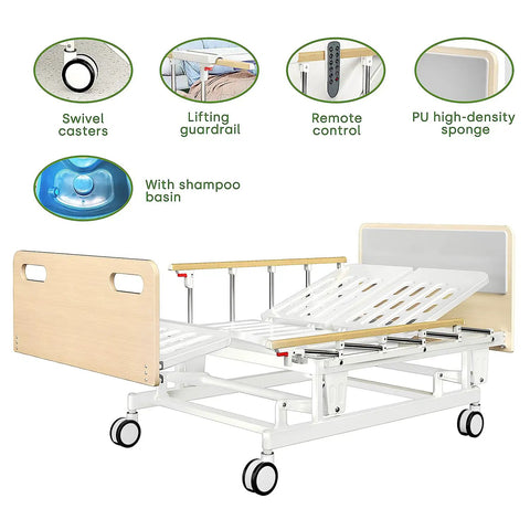 Fully Electric Hospital Bed For Home Use With Premium Mattress And Built In Guardrails Hi Low Adjustable Bed 16 To 28 Inch