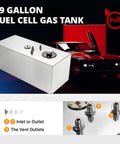 19 Gallon Aluminum Fuel Cell With Level Sender For Street Drift Cars, 8AN Inlet And Outlet, Silver Finish