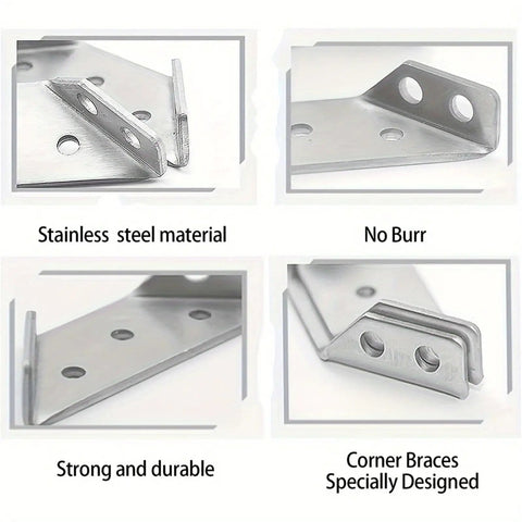 Forty Pack Heavy Duty Steel Corner Brackets With Hardware Knockout Strength Angle Supports For Tables And Shelves Rust Proof 90 Degree Anchor No Sweat Diy Upgrade, stainless steel, strong, durable design